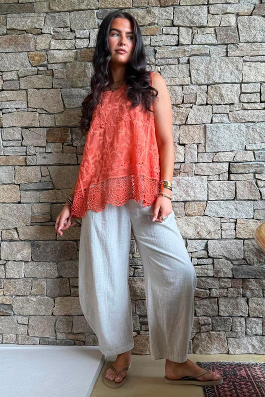 Veronica Embroidered Tank Cayenne